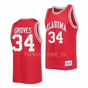 2022-23 Oklahoma Sooners Jacob Groves Crimson Classic Jersey Retro Basketball